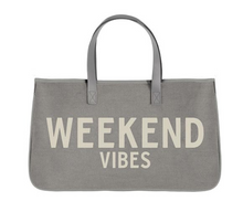 Load image into Gallery viewer, Weekend Vibes Grey Canvas Tote
